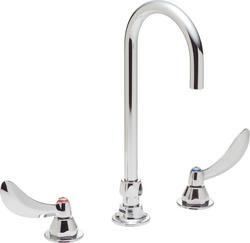 Two Handle Wristblade Deck Mount Service Faucet in Polished Chrome