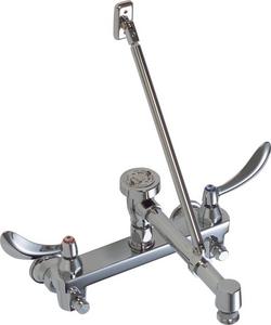 4 gpm 2-Hole Wall Mount Service Sink Faucet with Double Lever Handle and Body Mounted Angle Vacuum Breaker in Polished Chrome