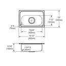 20X13 2 Hole Single Band SINK Lustertone Stainless Steel TM 18 gauge 