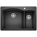 BLANCO Anthracite 33 x 22 in. 1 Hole Composite Double Bowl Dual Mount Kitchen Sink 