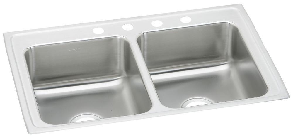 Elkay Lustrous Satin 37 x 22 in. Stainless Steel Double Bowl Drop-in Kitchen Sink in Lustrous Satin 