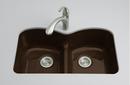 33 x 22 in. 5 Hole Cast Iron Double Bowl Undermount Kitchen Sink in Black 'n Tan
