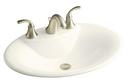 3-Hole Oval Drop-In Lavatory Sink in Biscuit
