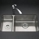 KOHLER Stainless Steel 31-1/2 x 18 in. No Hole Double Bowl Undermount Kitchen Sink 
