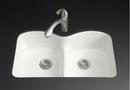 KOHLER White 33 x 22 in. 5 Hole Cast Iron Double Bowl Undermount Kitchen Sink 