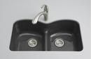 KOHLER Black Black&trade; 33 x 22 in. 5 Hole Cast Iron Double Bowl Undermount Kitchen Sink 