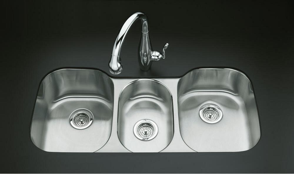 KOHLER Stainless Steel 41-5/8 x 20-1/8 in. No Hole Triple Bowl Undermount Kitchen Sink 