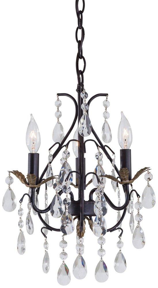 Minka Lavery Castlewood Walnut&trade; with Silver Highlights 18-1/4 in. 60 W 3-Light Candelabra Chandelier 