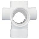 White PVC DWV Double Sanitary Tee with 2 