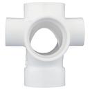 White PVC DWV Double Sanitary Tee with 2 