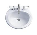 3-Hole 1-Bowl Self Rimming Vitreous China Self Rimming Lavatory Sink with Center Drain in Cotton