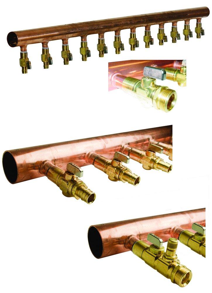 Uponor 2 x 4 Copper Manifold with 3/4 in. ProPEX Ball Valve 