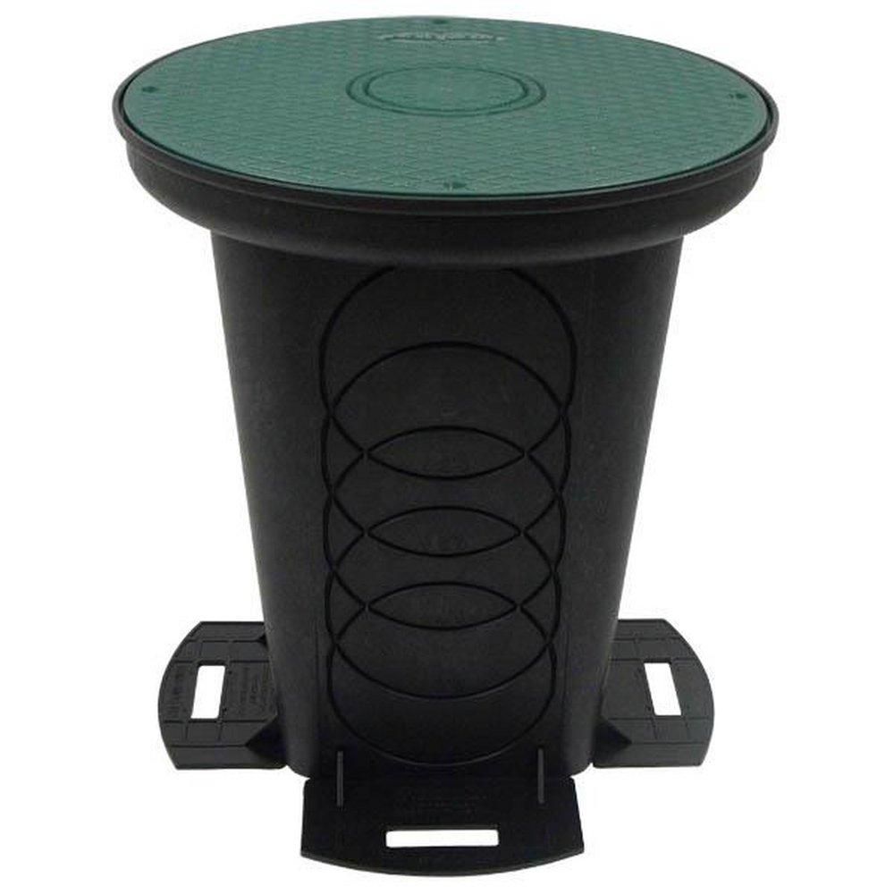 Polylok Black 12 in. Polypropylene Round Distribution Box with Solid Cover 
