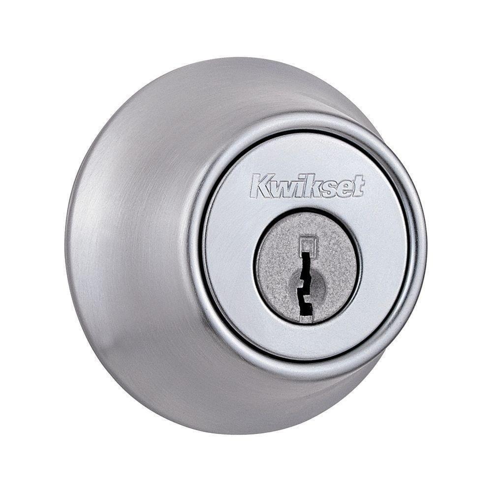Kwikset Satin Chrome Single Cylinder Deadbolt Lock in Satin Chrome 