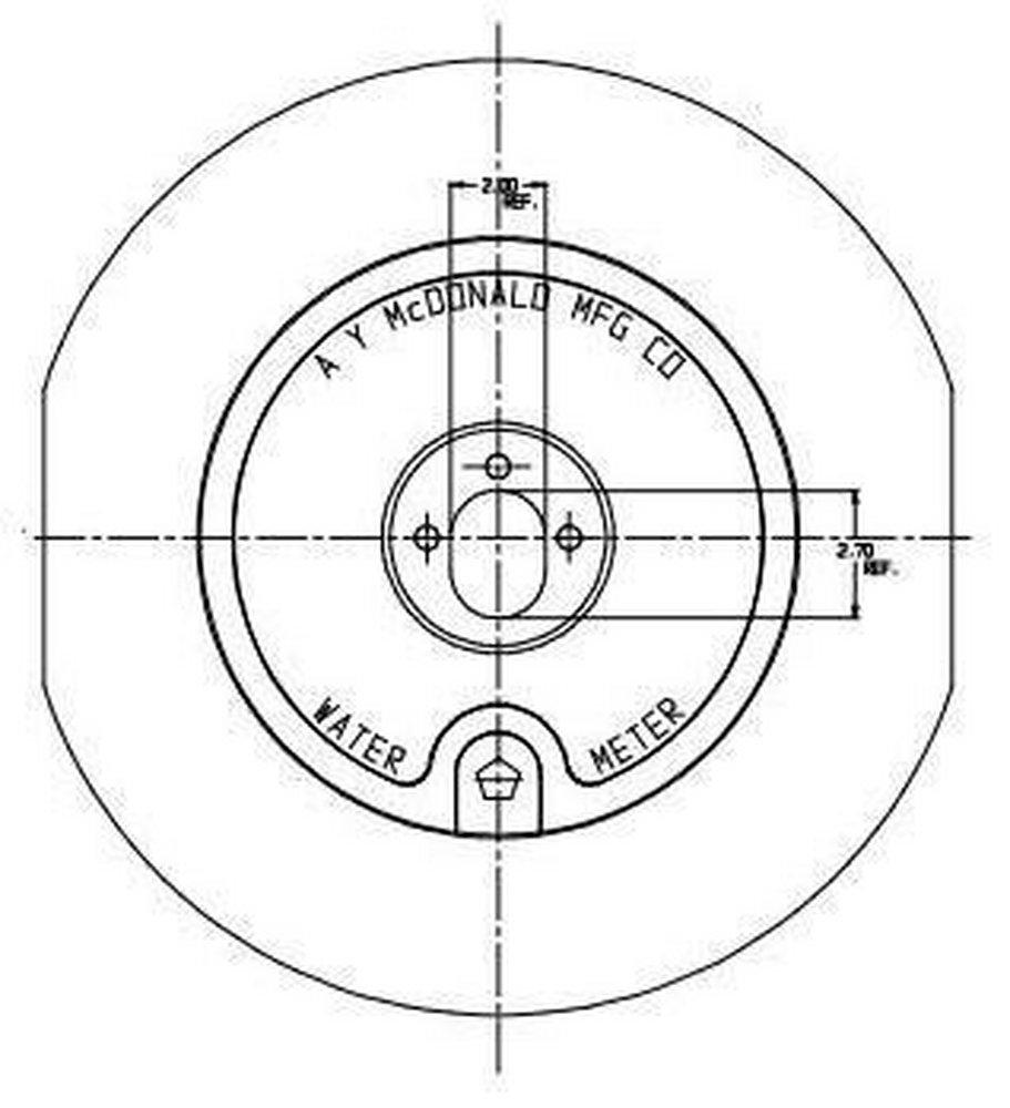 A.Y. McDonald Black Frame & Cover with Center Oblong IPT Tap on Pipe 