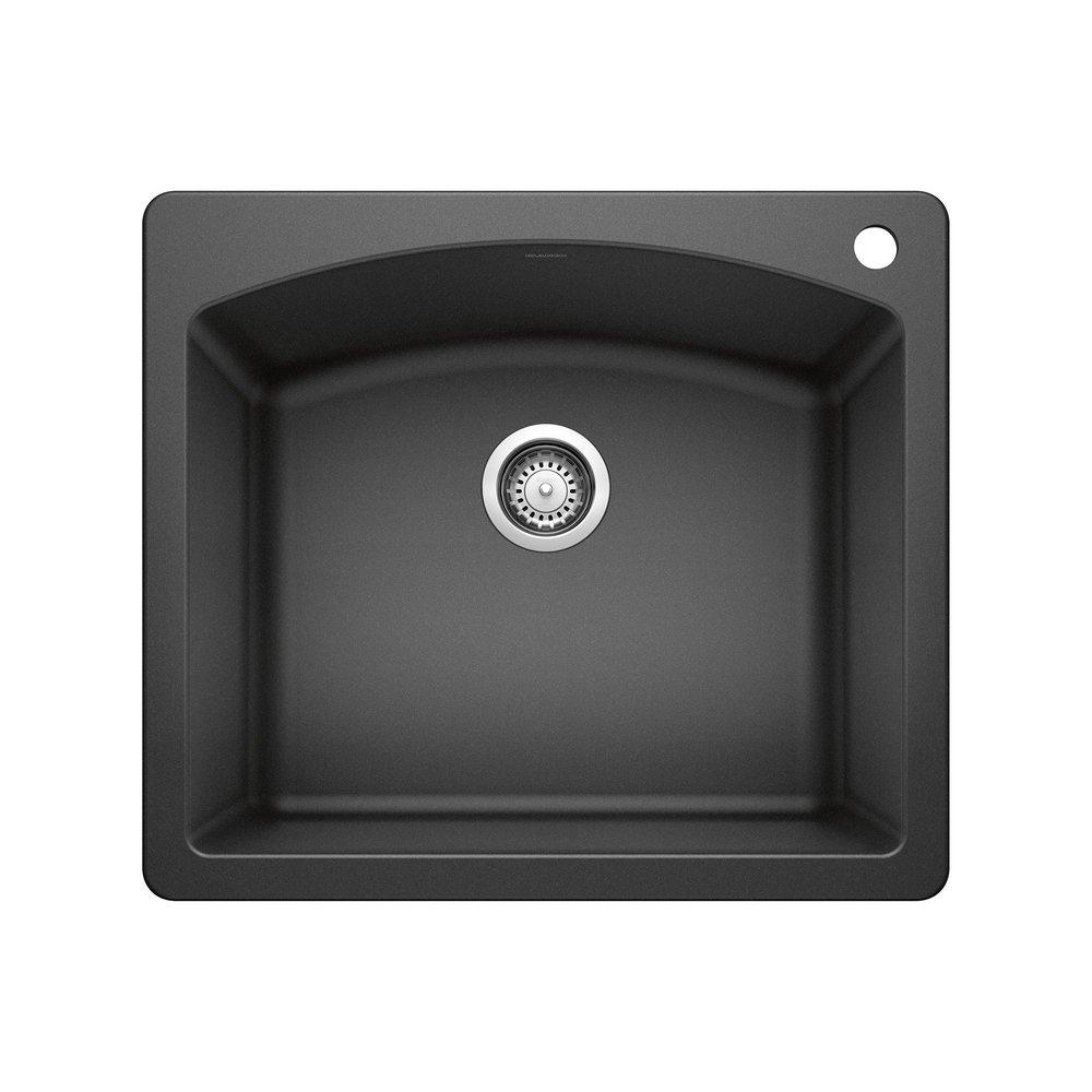 BLANCO Anthracite 25 x 22 in. 1 Hole Composite Single Bowl Dual Mount Kitchen Sink 