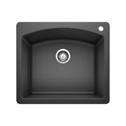 25 in. Dual Mount Silgranit Single Bowl Kitchen Sink in Anthracite