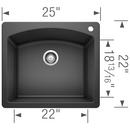 BLANCO Anthracite 25 x 22 in. 1 Hole Composite Single Bowl Dual Mount Kitchen Sink 