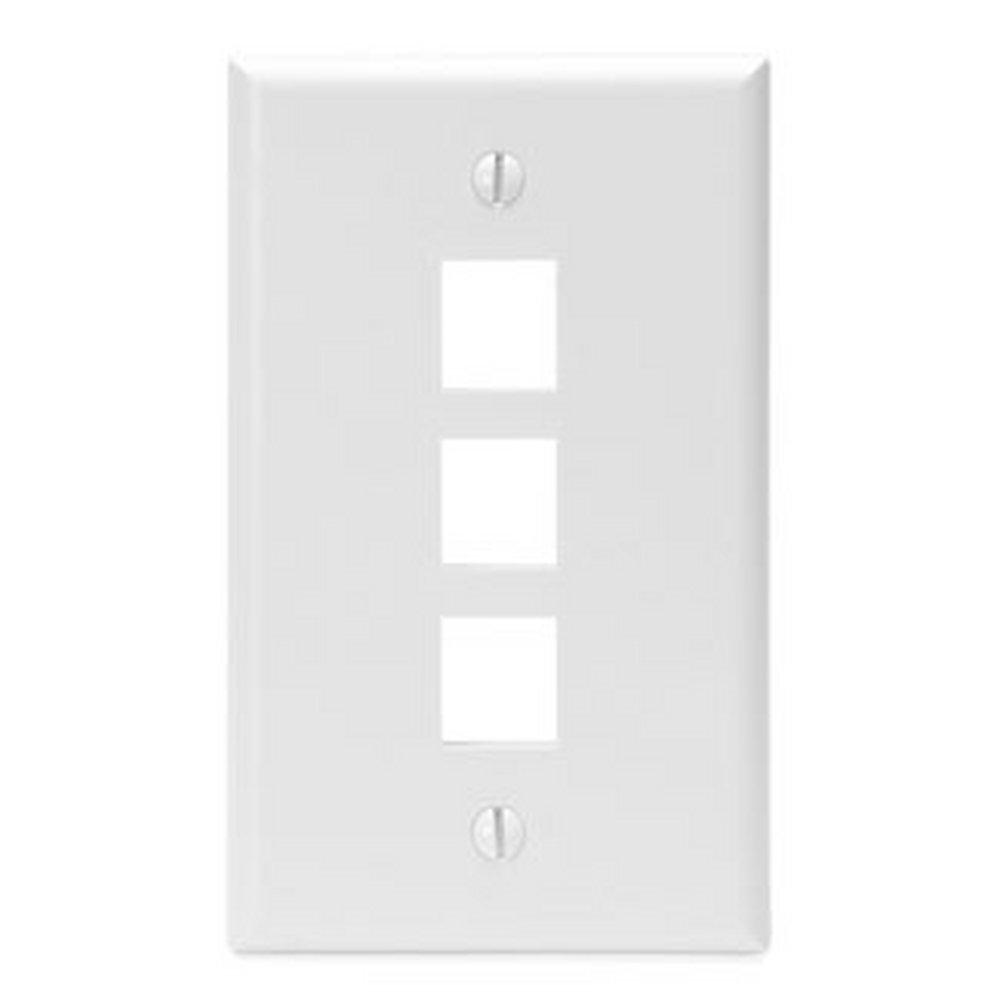 LEVITON White 1-Gang 3-Port Wall Plate 