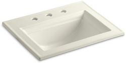 22-3/4 in. Drop-in Rectangular Vitreous China Bathroom Sink in Biscuit