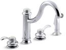 1.8 gpm 4-Hole Double Lever Handle Deckmount Kitchen Sink Faucet Swing Spout 3/8 in. OD Connection in Polished Chrome
