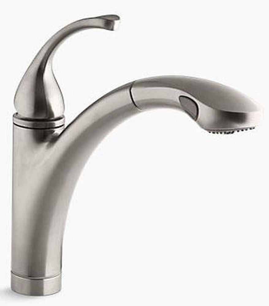 KOHLER Vibrant Stainless Single Handle Pull Out Kitchen Faucet with Two-Function Spray and MasterClean Technology 