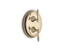 Wall Mount Stacked Thermostatic Valve Trim with Lever Handle for K-2976-KS and K-2973-KS Thermostatic Valves in Vibrant® French Gold