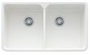 35-5/8 x 21-7/8 in. 1 Hole Fireclay Double Bowl Farmhouse Kitchen Sink in White
