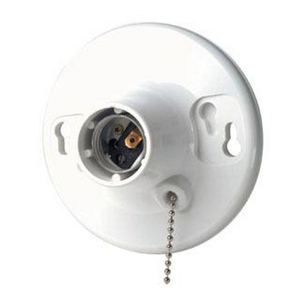 LEVITON White 660W Incandescent Lampholder with Pull Chain 