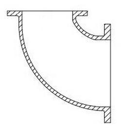 10 x 6 in. Flanged 125# Reducing Ductile Iron C110 Full Body 90 Degree Bend