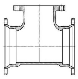 Mechanical Joint x Flanged Ductile Iron C110 Full Body  Reducing Tee (Less Accessories)