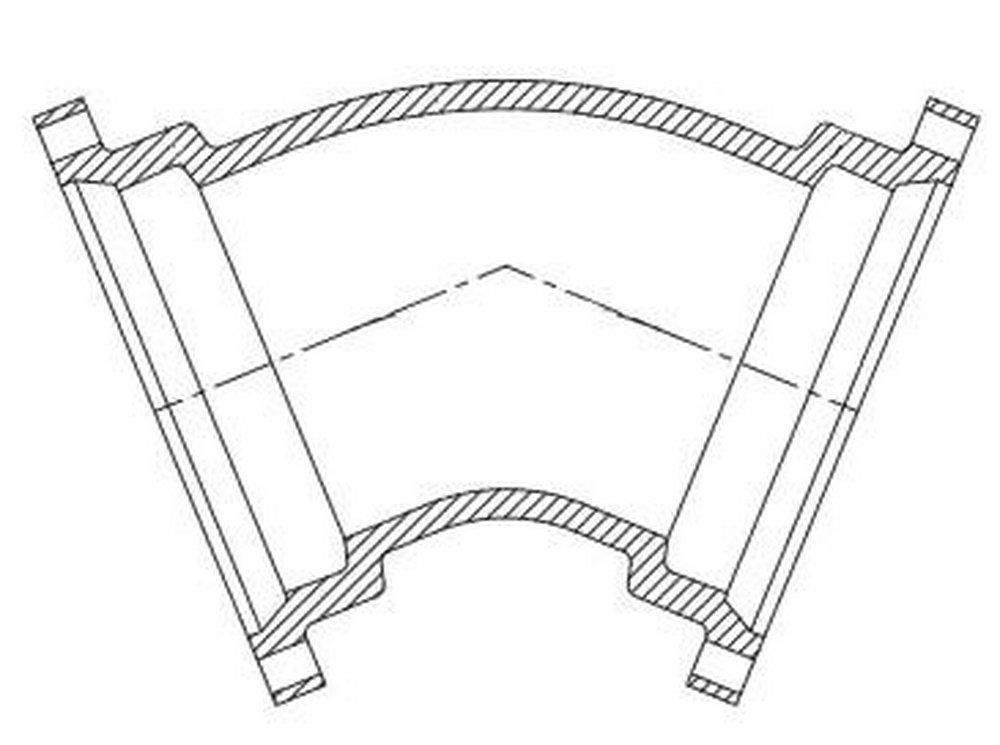 Tyler Union Mechanical Joint Ductile Iron C110 Full Body 45 Degree Bend (Less Accessories) 
