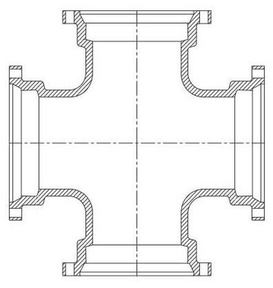 Tyler Union Mechanical Joint Straight Domestic Ductile Iron C110 Full Body Cross (Less Accessories) 