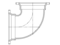 6 in. Mechanical Joint x Flanged Straight Domestic Epoxy Ductile Iron C153 Short Body 90 Degree Bend