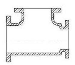 8 x 6 x 8 in. Flanged 125# Reducing Domestic Ductile Iron C110 Full Body Tee