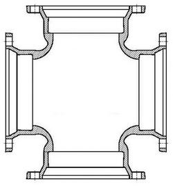 10 x 10 x 6 x 6 in. Mechanical Joint Ductile Iron C153 Short Body Cross (Less Accessories)
