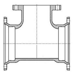 Mechanical Joint x Flanged Ductile Iron C110 Full Body  Reducing Tee (Less Accessories)