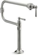1-Hole Deckmount Pot Filler Kitchen Sink Faucet with Single Lever Handle and 22 in. Extended Spout in Brushed Stainless