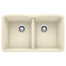 32 x 19-1/4 in. No Hole Composite Double Bowl Undermount Kitchen Sink in Biscuit