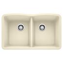 BLANCO Biscuit 32 x 19-1/4 in. No Hole Composite Double Bowl Undermount Kitchen Sink 