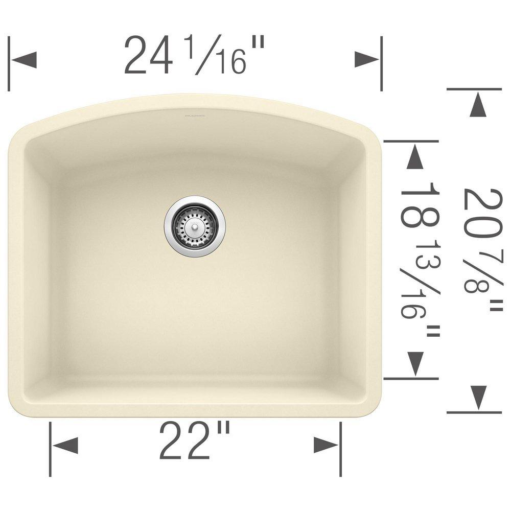 BLANCO Biscuit 24 x 20-13/16 in. No Hole Composite Single Bowl Undermount Kitchen Sink 