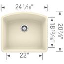 BLANCO Biscuit 24 x 20-13/16 in. No Hole Composite Single Bowl Undermount Kitchen Sink 
