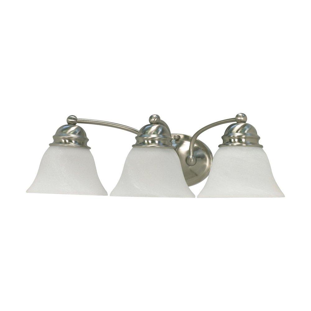 NUVO Brushed Nickel 3 Light 100W Arm Vanity 