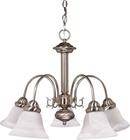 NUVO Brushed Nickel 5 Light 60W Chandelier with Alabaster Glass Bell Shades 