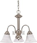 3 Light 60W Chandelier with Alabaster Glass Bell Shades in Brushed Nickel