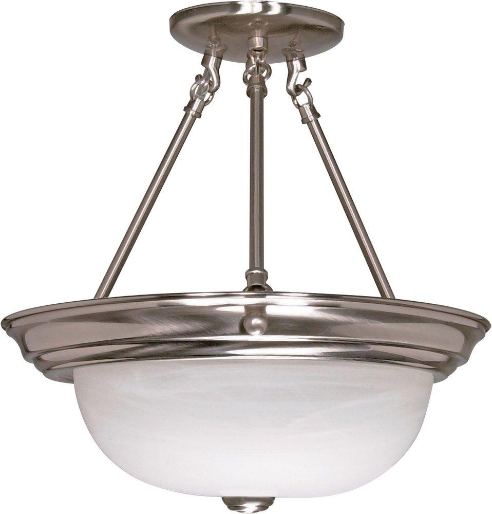 NUVO Brushed Nickel 14 x 13-1/4 in. 60 W 2-Light Medium Semi-Flush Mount Ceiling Fixture 