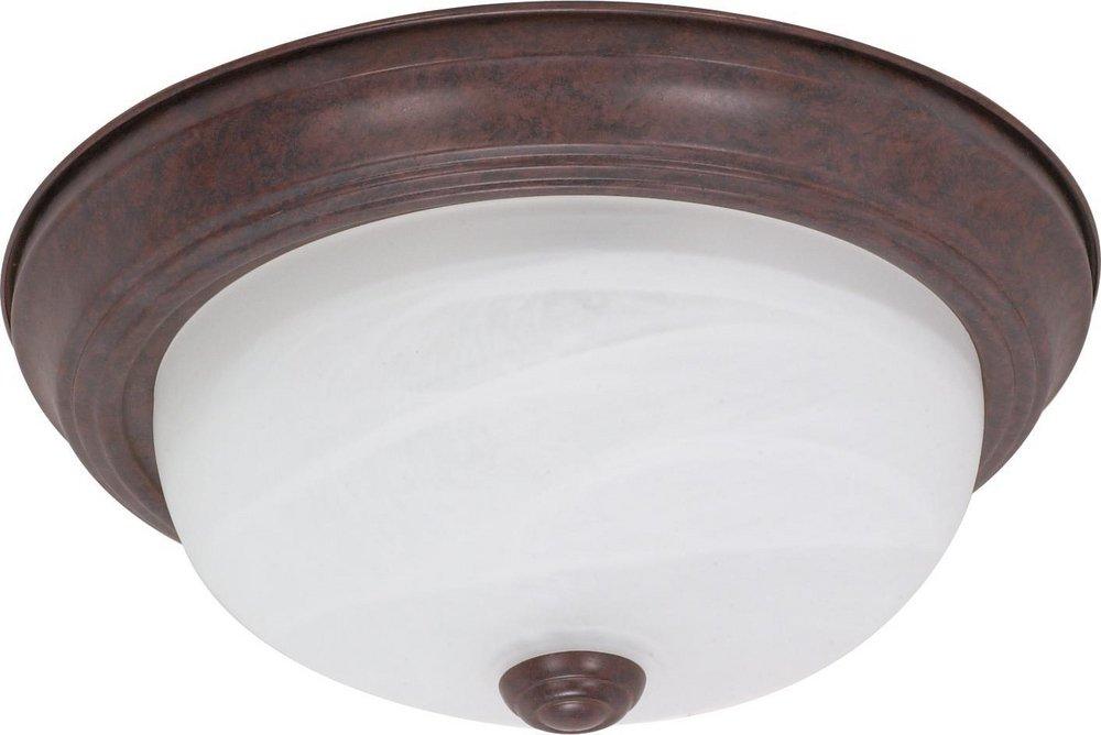 NUVO Old Bronze 11 in. 2-Light 60W Flush Mount Ceiling Fixture 