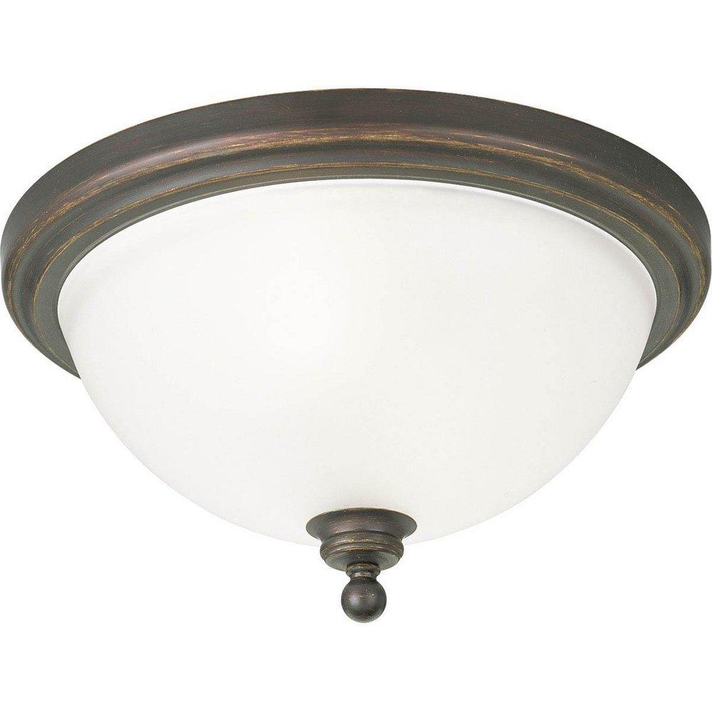 Progress Lighting Antique Bronze 60 W 2-Light Medium Flush Mount Close-to-Ceiling Fixture 