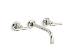 Two Handle Wall Mount Widespread Bathroom Sink Faucet in Vibrant&reg; Polished Nickel