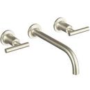 Two Handle Wall Mount Widespread Bathroom Sink Faucet in Vibrant® Brushed Nickel